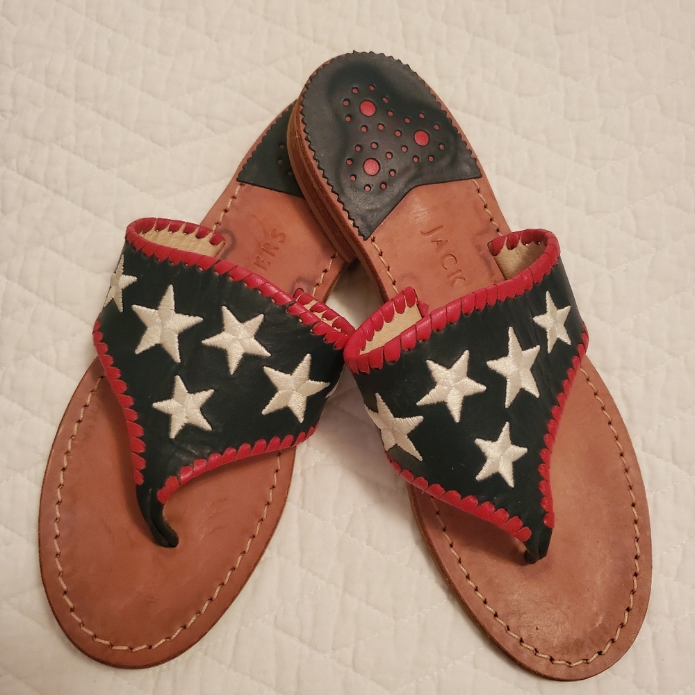 Jack Rogers Patriotic Star Sandals Sz 6
